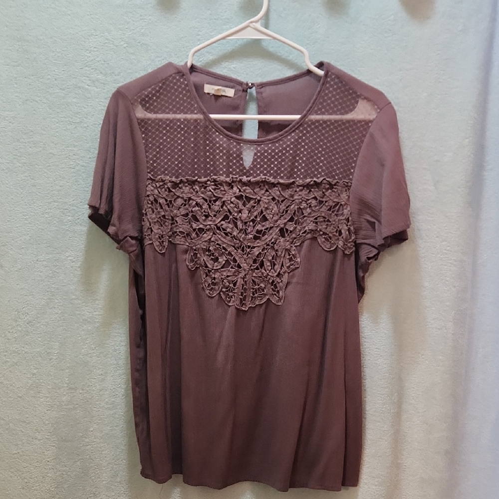 Maurices Mauve Lace Accent Blouse